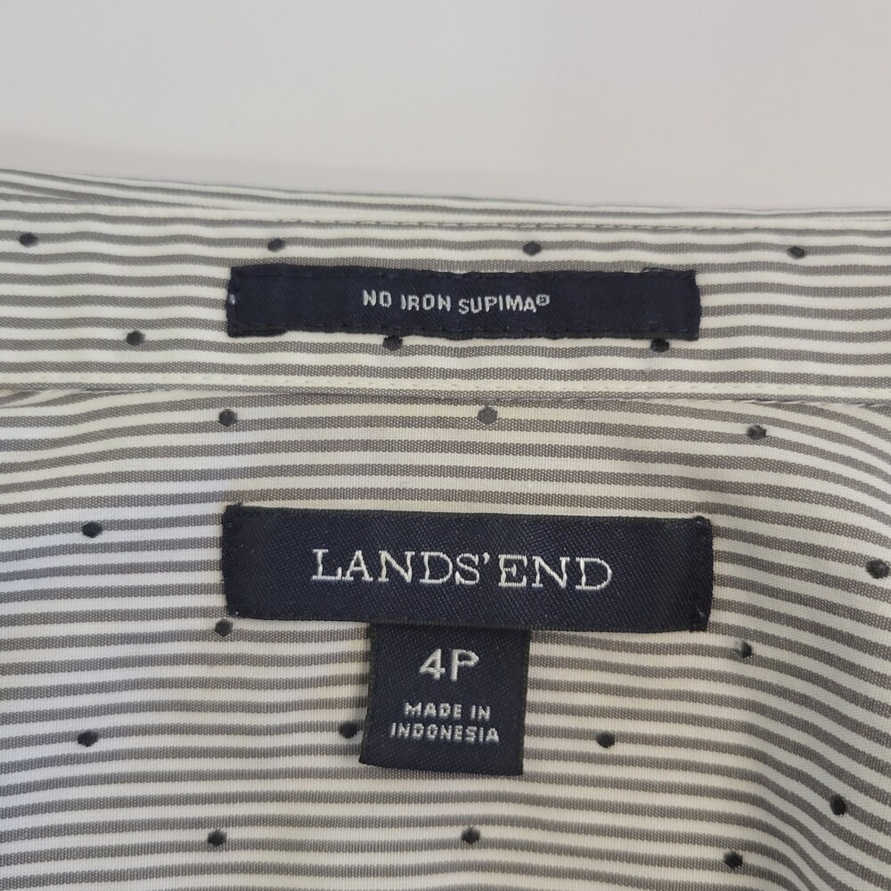 Lands End No Iron Supima long sleeved dress shirt gray pin stripe size 4P - Picture 5 of 8